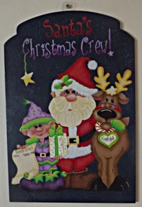 Christmas decor,santa,elf,reindeer,wall plaque,gift,home decor, holiday - Picture 1 of 4