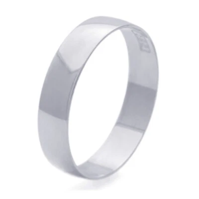 Anillo/caja de regalo clásico de alianza de boda de luz lisa de 4 mm de oro blanco de 14K para hombre Foto 1 de 3