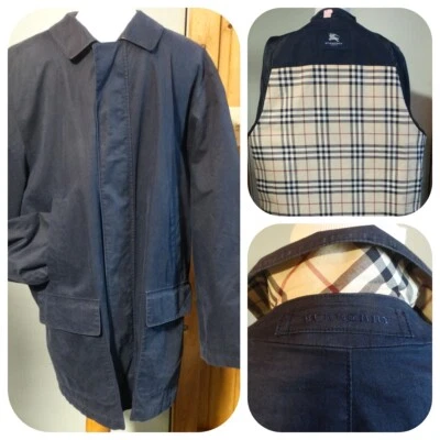 Abrigo Chaqueta Anorak Burberry London Para Hombre 50R/LARGE Nova Check Forrado Azul Marino Foto 1 de 4