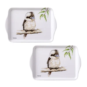 2pc Ashdene Bush Buddies Melamine Tea Serving Scatter 21x14.2cm Tray Kookaburra - Picture 1 of 2