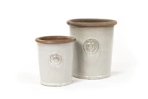 Blumentopf Pflanzgefäß Keramik"Provence II" 25x28cm Grau Weiß frostfest - Bild 1 von 11