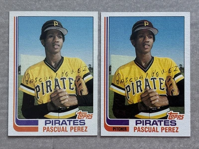 (2) 1982 Topps PASCUAL PEREZ "Missing Position" Error & Corrected Cards #383 lgm - Image 1 of 3