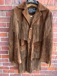 Rancher Western Vintage Jacket By Schott Bros Fringe Leather MADE IN USA Sz 38 - Picture 1 of 13