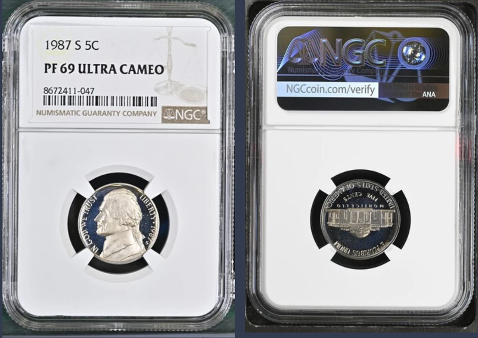 1987-S Proof Jefferson Nickel, Graded PF69UC NGC - Image 1 of 1