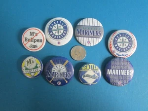 Lot of Eight Small Seattle Mariners Pinback Buttons - Picture 1 of 9