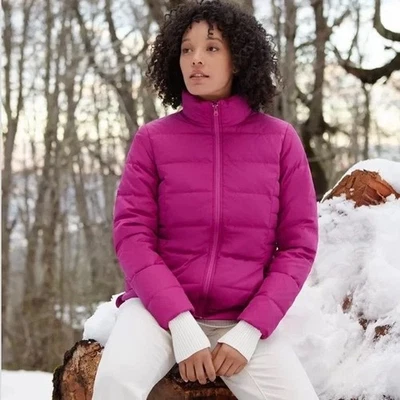 Land's End Women's 600 Down Zip Puffer Winter Jacket Magenta M NWT - Image 1 of 4