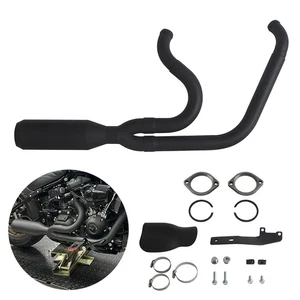 Black 2-into-1 Exhaust Pipe Muffler Kit For Harley Dyna FXDFSE FXDF FXDB FXDCI - Picture 1 of 10
