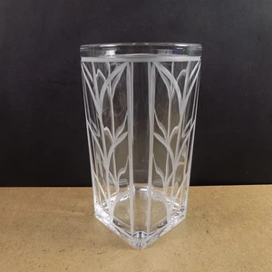 Tiffany & Co. Crystal Wheat Leaf 8" Vase Gray Cut Lines VGC - Picture 1 of 5