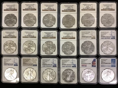 2006-2025 American Silver Eagles Burnished Complete Set 18 Coins NGC Graded MS70 - Image 1 of 2
