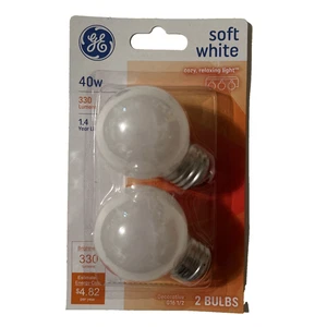 2 GE 40w Soft White G16 1/2 Shape 31110 Decorative Cozy Light Bulbs E26 Screw - Picture 1 of 6