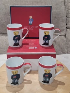 2013 Juego de 4 suéteres Ralph Lauren Bear taza de cerámica bandera de Estados Unidos (nueva caja abierta) - Imagen 1 de 10