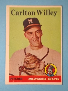 1958 Topps RC Carlton Wiley Milwaukee Braves #407 EX ⚾ - Picture 1 of 10