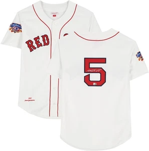 Auténtica camiseta de béisbol Mitchell & Ness blanca firmada por los Medias Rojas de Nomar Garciaparra - Imagen 1 de 5