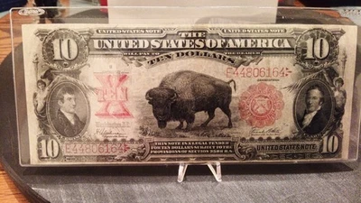 Billete de Estados Unidos de 10 USD de 1901 tamaño grande licitación legal EF. Foto 1 de 4