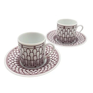 Hermes H Deco Rouge Cup and Saucer Porcelain Set of 2 H6x D5.8 cm 9cl Box - Picture 1 of 6