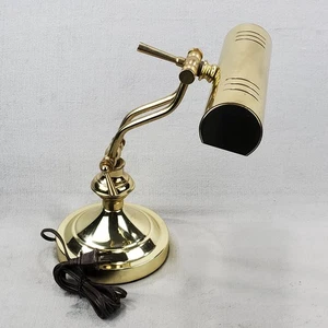 Vintage messingfarben Metall Schreibtisch Klavier Banker verstellbar Doppelarm Lampe FUNKTIONIERT! - Bild 1 von 11