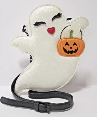 Betsey Johnson Kitsch XO Ghosty Ghost Crossbody Purse Bag Halloween White NEW - Image 1 of 4