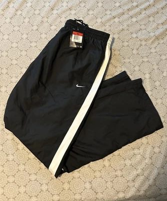Y2K Nike Track Pants Mens (L) Black Mesh Lined Windbreaker Warmup Pants - NWT - Image 1 of 4