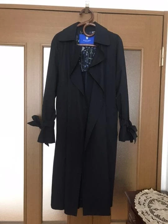 Gabardina para mujer Burberry Blue Label azul marino cuello floral manga cinta #EK ABA Foto 1 de 4