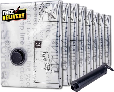 8Jumbo Vacuum Storage Bags Vacuum Seal Bags for Clothing Travel Space Saver Bags - Image 1 of 4