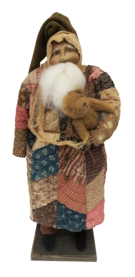 Arnett's Country Store 26" Santa with Patchwork Quilted Robe w/ Teddy Bear - Image 1 of 4