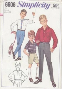 Vintage Boys Pants in Two Lengths and Shirt Sewing Pattern S6606 Size 4 - Picture 1 of 1