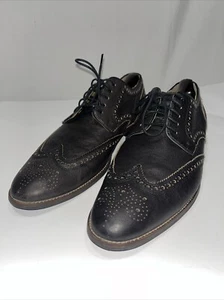 Cole Haan Dress Shoes Mens 11 M Grand Os Wingtip Oxford Black Leather Cap Toe - Picture 1 of 7