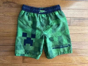 Boys MINECRAFT Creeper Swim Shorts Bathing Suit Size Small - Picture 1 of 6