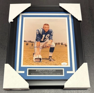 JOHNNY UNITAS BALTIMORE COLTS SIGNED AUTOGRAPHED FRAMED 8X10 PHOTO JSA COA - Image 1 of 3