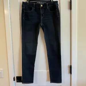 American Eagle Damen Stretch Jeggings Größe 10 Blau Denim Dunkelblau Waschung Komfort - Bild 1 von 17