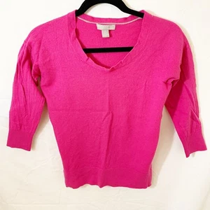 Banana Republic Extra Fine Merino Wool Sweater Pink Fuchsia Medium Crew Neck - Picture 1 of 7