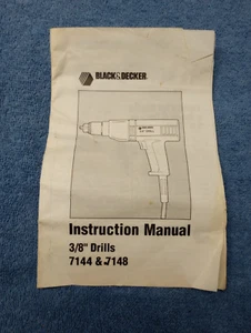 Vintage Black & Decker Instruction Manuals 3/8" Drill 7144 & 7148 - Picture 1 of 4