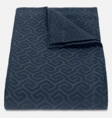 MATOUK Schumacher~ATHENA~QUEEN/FULL Coverlet~100% Cotton~ITALY~NAVY BLUE~NWT~ - Image 1 of 4