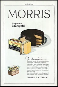1920 MORRIS Supreme Ringelblume Margarine Schokoladenkuchen Vintage Küche DRUCK ANZEIGE - Bild 1 von 1