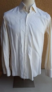 BRIONI Men’s Beige Tonal Striped Ctn Btn Front Tailored Fit LS Shirt 39 15 ½” - Picture 1 of 11