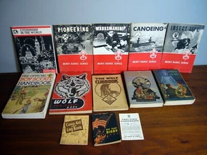 LOT 13 VINTAGE BOY SCOUTS BOOKS HANDBOOKS TROOP ACTIVITIES MERIT DIARY CAMP LOG - Picture 1 of 11