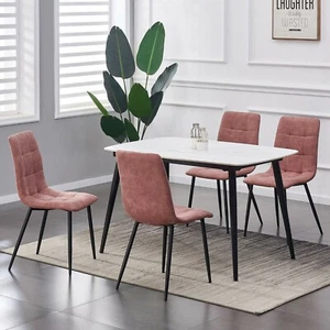 Juego de 4 sillas de comedor de cuero gamuza mate imitación hogar y restaurantes Henri - Imagen 1 de 23