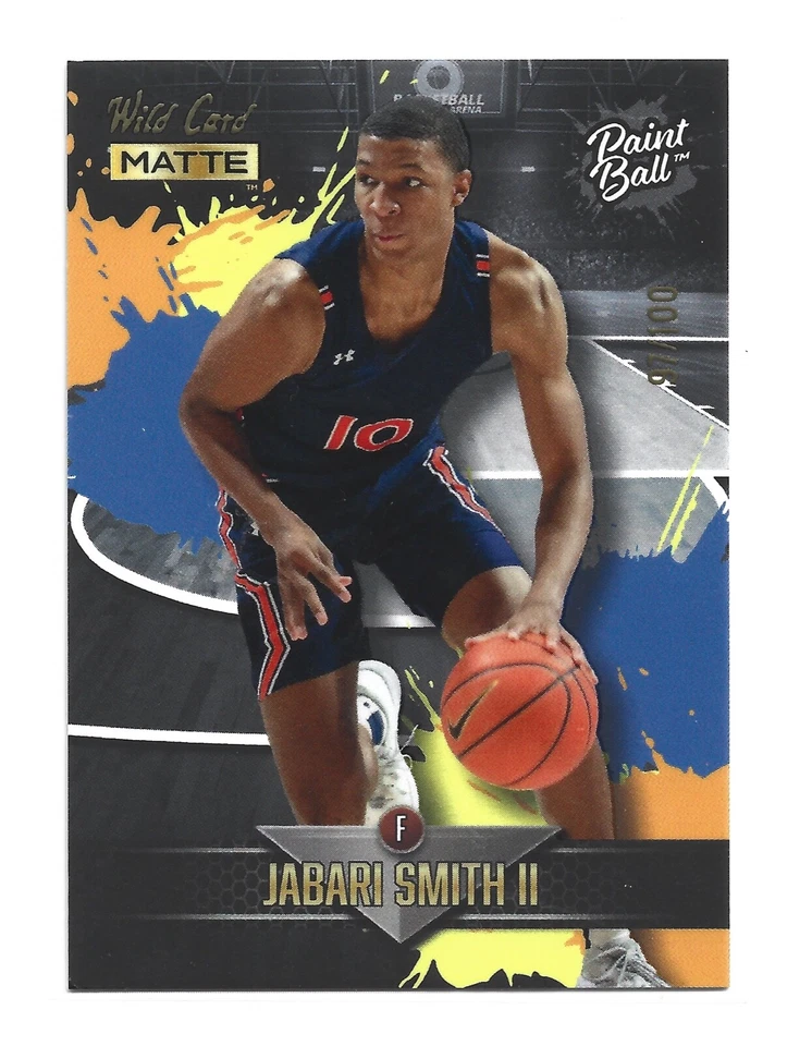 /100 2022-23 Wild Card Matte Draft Paintball Black #PB-8 Jabari Smith Basketball - Image 1 of 1