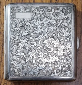 Sterling Silver .950 Cigarette Case Vintage Engraved Japanese Filter Cigs (#012) - Imagen 1 de 9
