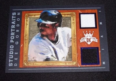 2016 Diamond Kings DEE GORDON Dual Game Used Jersey Blue/25 Miami MARLINS - SEU - Image 1 of 2