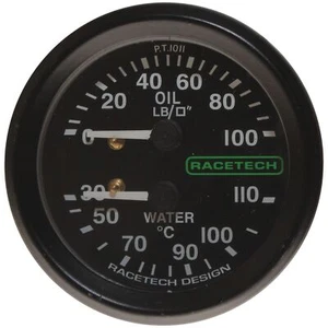 Racetech 100 PSI Druck/110 Grad C Temperatur Dual Gauge 9 Fuß Kapillare - Bild 1 von 1