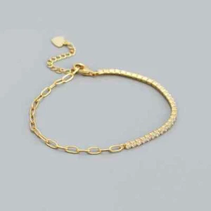 1ct Bracelet 18K Yellow Gold Diamond Test Pass Lab-Created VVS1/D/Excellent - Picture 1 of 3