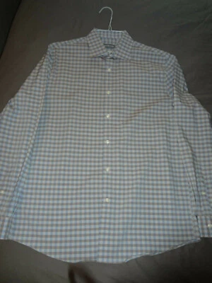 CAMISA DE VESTIR CON BOTONES Michael Kors AZUL CUADROS Airsoft Elástica 16 32/33 L NUEVA SIN ETIQUETAS Foto 1 de 4