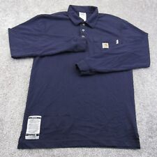 Carhartt Flame Resistant Force Long Sleeve Henley Shirt Navy Blue Mens Small