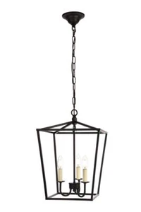 Pendant Chandelier 3 Light Ceiling Fixture Black Rustic Farmhouse Kitchen Island - Picture 1 of 8