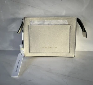 Marc Jacobs Grind Marshmallow Cream Leather Cosmetic Bag Pouch Clutch BNWT - Picture 1 of 15