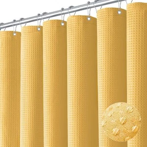 Extra Long Shower Curtain - 96 Inch Long Waffle Weave Weighted Thick Cloth Ba... - Picture 1 of 6