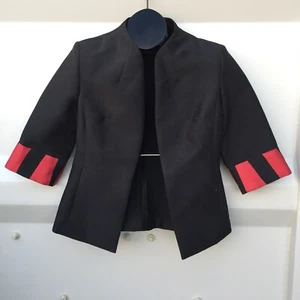 Elegant Silk Open Jacket/Blazer Asian Thai Silk M, New NWT Retail $120 Black Red - Picture 1 of 6