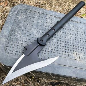 22" Fantasy Survival Machete Fixed Blade Spear Sword Hatchet Axe Knife w/ Sheath