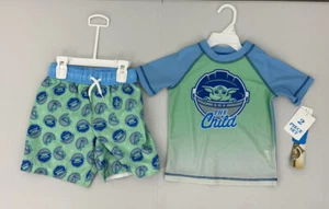 Boys Size 3T Star Wars The Mandalorian The Child 2 Piece Swim Set Trunks & Shirt - Picture 1 of 15
